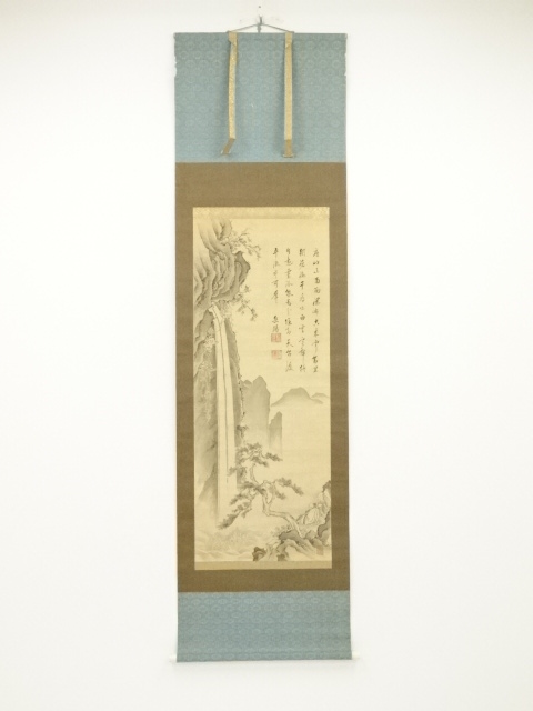 JAPANESE HANGING SCROLL / HAND PAINTED / WATERFALL